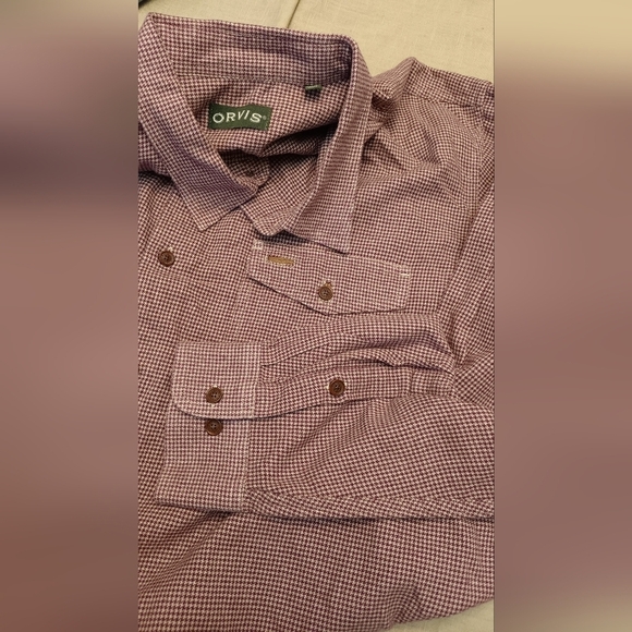 Orvis Other - Orvis Shirt Mens 2XL XXL Burgundy White Check Plaid Flannel Outdoors Work Fall